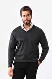 Günay Erkek V Yaka Yün Kazak 5000 Antrasit