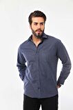 Marisso Erkek Cep Detaylı Uzun Kol %100 Pamuk Gömlek 019NS Indigo