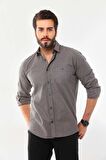 Marisso Erkek Cep Detaylı Uzun Kol %100 Pamuk Gömlek 19ASM Vizon