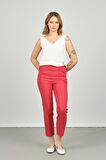 FA Pantolon Kadın Bilek Boy Önden Çizgi Dikişli Dar Kalıp Pantolon 6000 Mercan