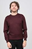 Ateş Triko Erkek Yuvarlak Yaka Yün Kazak 6090005 Bordo
