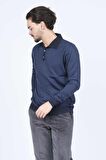 Ateş Triko Erkek Polo Yaka Yün Kazak 6091903 Indigo