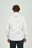 De Leone Erkek Slim Fit Desenli Uzun Kol %100 Pamuk Gömlek 2041 Ekru