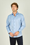 Figs Erkek Slim Fit Uzun Kollu Pamuklu Parlak Kumaş Gömlek 0013 Mavi