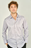 Figs Erkek Slim Fit Uzun Kollu Pamuklu Parlak Kumaş Gömlek 0013 Lila