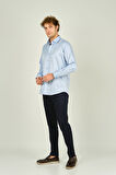 Figs Erkek Slim Fit Uzun Kollu Pamuklu Parlak Kumaş Gömlek 0013 Açık Mavi