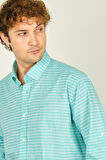 Figs Erkek Slim Fit Çizgili Uzun Kollu %100 Pamuk Gömlek 0015 Mint