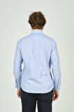De Leone Erkek Slim Fit Uzun Kollu %100 Pamuk Gömlek 2008 Açık Mavi