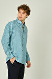 Figs Erkek Slim Fit Ekoseli Uzun Kollu %100 Pamuk Gömlek 0016 Mint