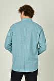 Figs Erkek Slim Fit Ekoseli Uzun Kollu %100 Pamuk Gömlek 0016 Mint