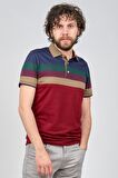Wellalux Erkek Blok Desenli Polo Yaka T-Shirt 593183208 Bordo