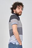 Wellalux Erkek Blok Desenli Polo Yaka T-Shirt 593173235 Mavi