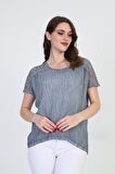 Ella Camelia Kadın Omzu Dantel Detaylı Bluz 5010062 Indigo