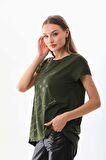 Sistas Kadın Bisiklet Yaka Kısa Kol Bluz 18270 Haki