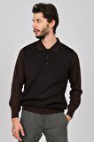 Woolman Erkek Desenli Polo Yaka Yün Kazak 1571193 Kahverengi