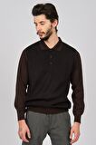 Woolman Erkek Desenli Polo Yaka Yün Kazak 1571193 Kahverengi