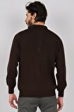 Woolman Erkek Desenli Polo Yaka Yün Kazak 1571193 Kahverengi