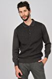 Woolman Erkek Desenli Polo Yaka Yün Kazak 1571033 Gri