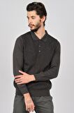 Woolman Erkek Desenli Polo Yaka Yün Kazak 1571033 Gri