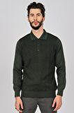 Woolman Erkek Desenli Polo Yaka Yün Kazak 1571053 Yeşil