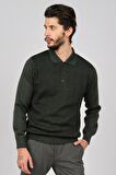 Woolman Erkek Desenli Polo Yaka Yün Kazak 1571053 Yeşil