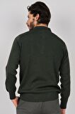 Woolman Erkek Desenli Polo Yaka Yün Kazak 1571053 Yeşil