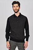 Woolman Erkek Desenli Polo Yaka Yün Kazak 1571133 Lacivert
