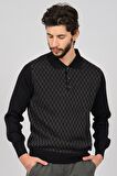 Woolman Erkek Desenli Polo Yaka Yün Kazak 1571133 Lacivert