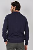 Woolman Erkek Desenli Polo Yaka Yün Kazak 1571133 Indigo
