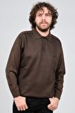 Pelikan Erkek Desenli Polo Yaka Yün Kazak 1578417 Kahverengi