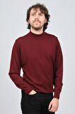 Desen Triko Erkek Yarım Balıkçı Yaka Yün Kazak 0249604 Bordo