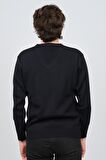 Woolen World Erkek V Yaka Desenli Yün Kazak 5596832 Bordo