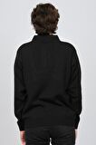 Woolen World Erkek Polo Yaka Desenli Yün Kazak 5596581 Siyah
