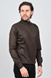Woolen World Erkek Balıkçı Yaka Yün Kazak 5590103 Kahverengi