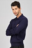 Pave Erkek Polo Yaka Yün Kazak 4358104 Indigo