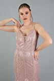 Carmen Kadın Dantel Eteği Fırfırlı İşlemeli Balık Abiye 5815560 Pudra