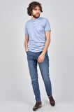 Diandor Erkek Cep Detaylı Desenli Polo Yaka T-Shirt 0651917057 Mavi