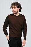 Çizgi Triko Erkek Bisiklet Yaka Desenli Kazak 42554224 Haki