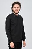 Çizgi Triko Erkek Cep Detaylı Polo Yaka Sweat 42544244 Siyah