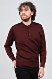Çizgi Triko Erkek Cep Detaylı Polo Yaka Kazak 42544241 Bordo