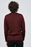 Çizgi Triko Erkek Bisiklet Yaka Desenli Kazak 42554225 Bordo