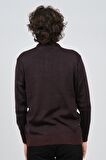 Çizgi Triko Erkek Cep Detaylı Polo Yaka Desenli Kazak 42544213 Bordo