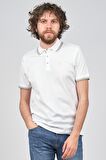 Diandor Erkek Şerit Detaylı Polo Yaka T-Shirt 06507011 Beyaz