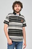Saint Martin Erkek Çizgili Slim Fit Polo Yaka T-Shirt 40180531 Siyah Gri