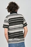 Saint Martin Erkek Çizgili Slim Fit Polo Yaka T-Shirt 40180531 Siyah Gri