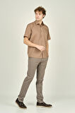 Figs Erkek Kısa Kollu Tek Cep Detaylı Pamuklu Gömlek 1000 Kahverengi