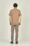 Figs Erkek Kısa Kollu Tek Cep Detaylı Pamuklu Gömlek 1000 Kahverengi