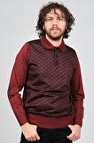 Pelikan Erkek Desenli Dirsek Detaylı Polo Yaka Kazak 1577423 Bordo