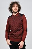 Pelikan Erkek Desenli Dirsek Detaylı Polo Yaka Kazak 1577429 Bordo