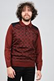 Pelikan Erkek Desenli Dirsek Detaylı Polo Yaka Kazak 1577429 Bordo